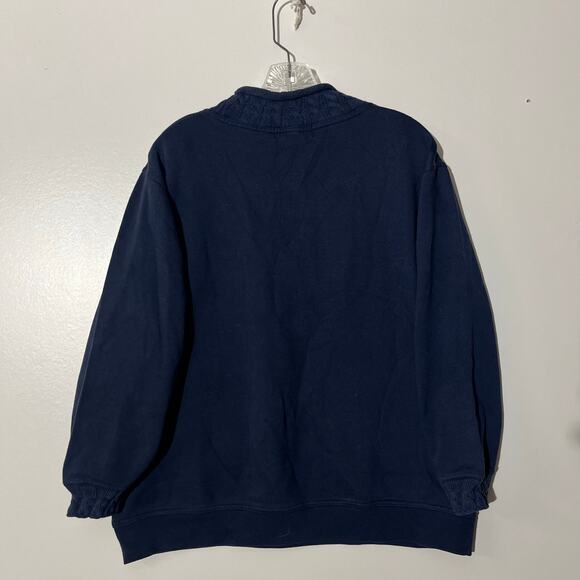 Vintage 90s Hunt Club Navy Blue Mock Neck Embroidered Pullover Sweater Womans L - Picture 5 of 8